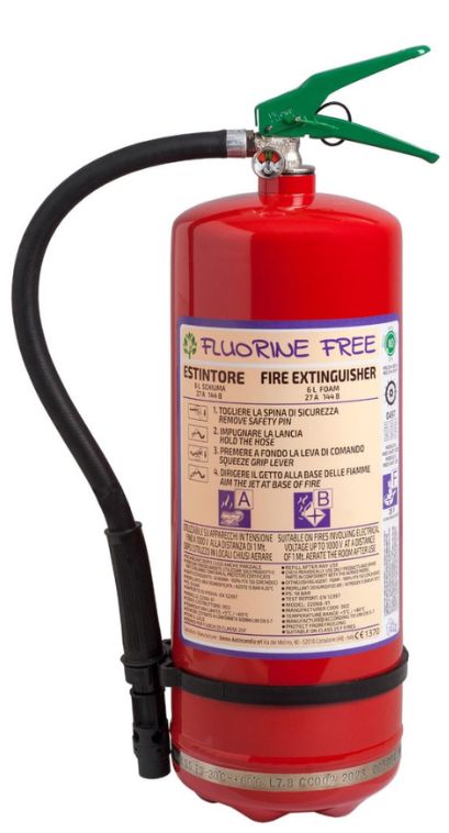 Estintore a Schiuma Senza Fluoro da 6 Litri con Involucro in Acciaio Inox - Modello 22066-94 'Fluorine Free'