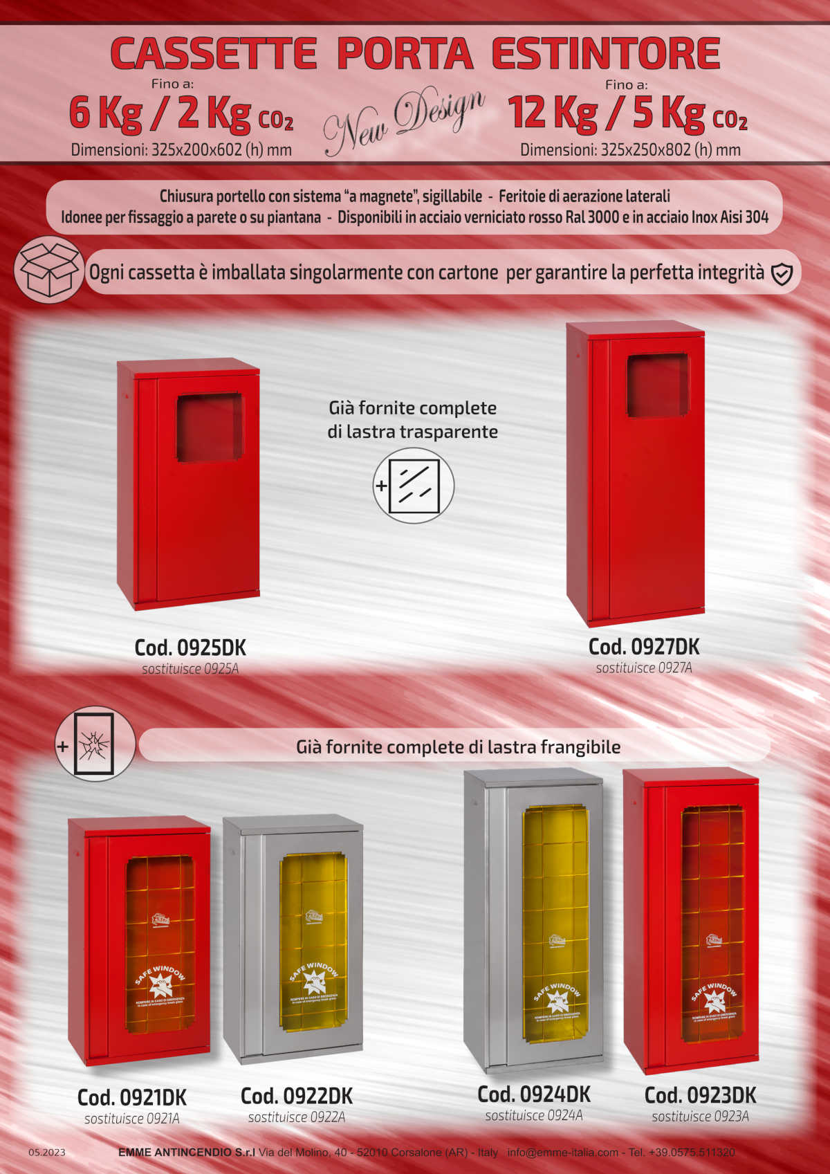 CASSETTE PORTA ESTINTORE 2kg 5 kg 6kg 12kg