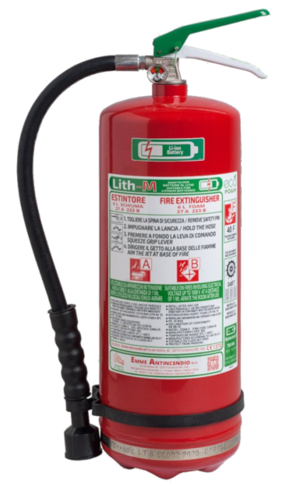 6 L Foam Fire Extinguisher to stop the combustion of a lithium battery - Model 22066-35