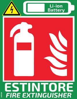 In aluminium, specifically for signalling fire extinguishers suitable for use on lithium battery fires.