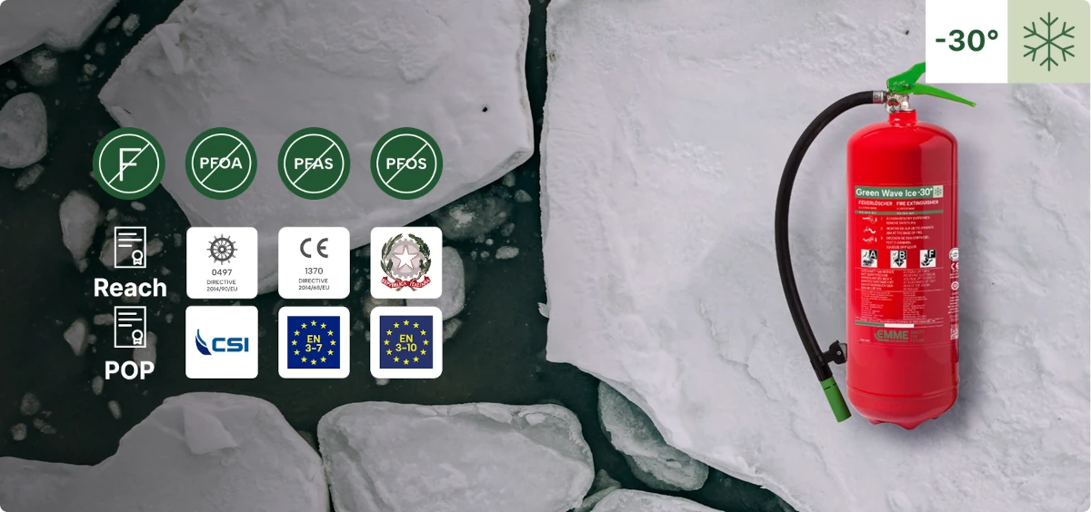 GREEN WAVE ICE -30 °C, Feuerlöscher für den Brandschutz in allen Höhen