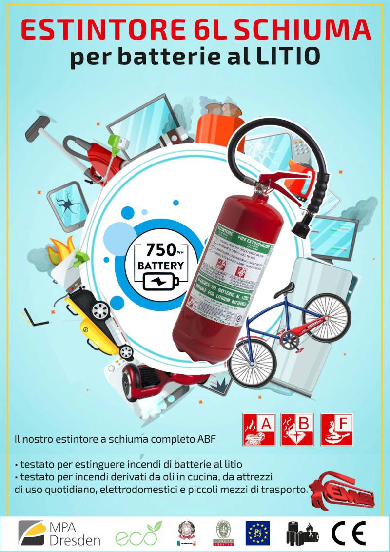 estintore per batterie al litio
