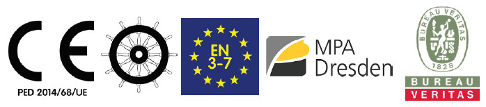 Estintore portatile Polvere  6 kg – Modello 21064-7 – UNI EN 3/7 - PED 2014/68/UE - MED 2014/90/UE