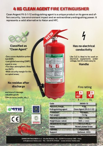 new 4kg Clean Agent fire extinguisher
