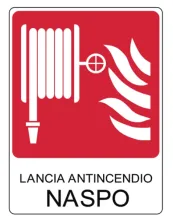 CARTELLO IN ALLUMINIO LANCIA ANTINCENDIO NASPO CON TESTO
