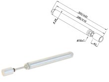 Ammortizzatore idraulico lungo corpo cilindrico in acciaio con valvola di sicurezza per portoni tagliafuoco scorrevoli a contrappesi