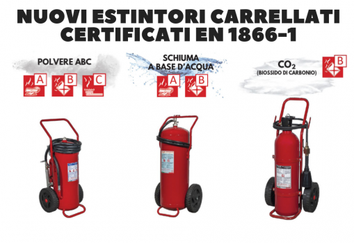 Nuovi estintori carrellati certificati EN 1866-1