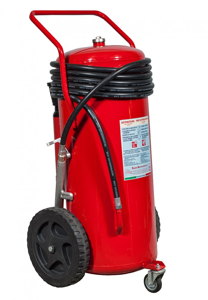 150 L. Water + additive Wheeled Fire Extinguisher with Nitrogen external cylinder - UNI EN 1866-1 - Model: 19158-51 - MED 2014/90/EU - PED 2014/68/UE