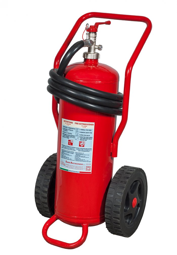 25 L Water + additive Wheeled Fire Extinguisher - UNI EN 1866-1 - Model: 19258 - Lombardia 18241 - MED 2014/90/EU - PED 2014/68/UE