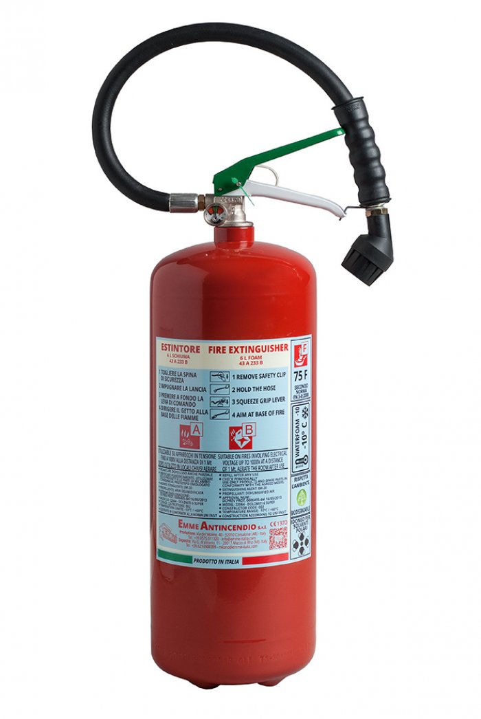 Estintore Litri 6 Schiuma - 43A 233B 75F - EN 3/7 - Modello 22064-11 - 1676 - Dolomiti 6 Super
