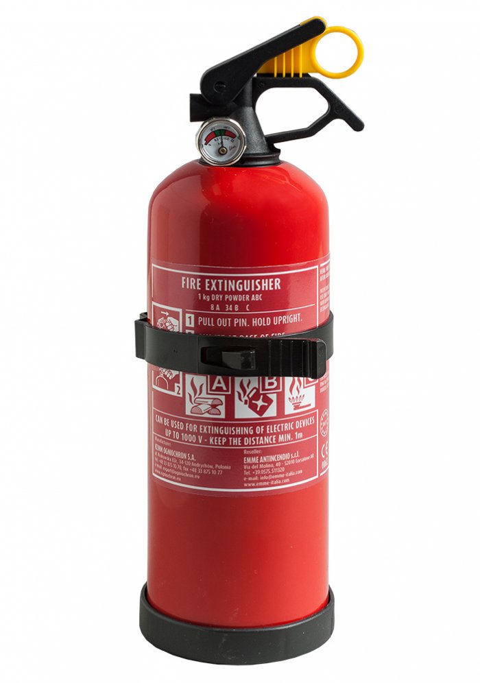 1Kg Powder Fire Extinguisher Code 26010-1 - 8 A 34 B C - UNI EN 3-7 - RINA Certified
