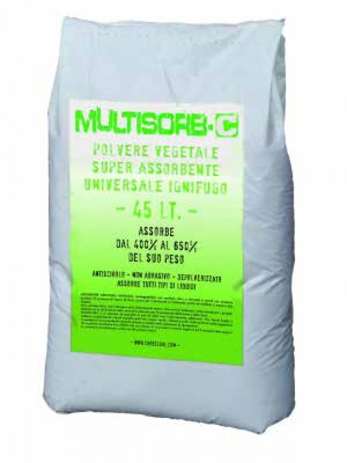 Polvere assorbente universale vegetale ignifuga multisorb-c in sacco da kg 6.5