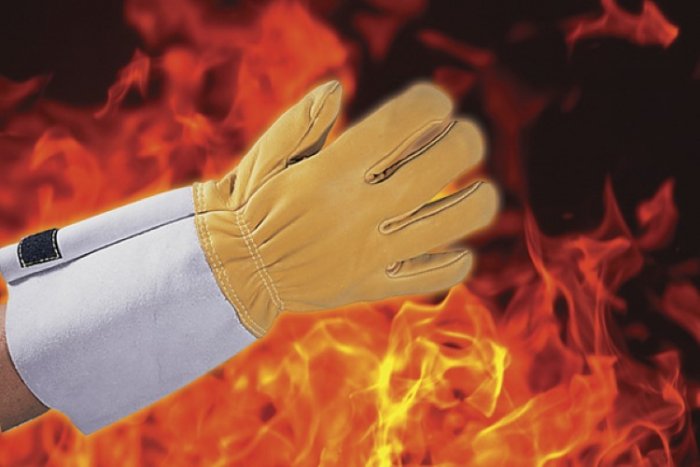 Guanto fireman in pelle fiore di bovino idrorepellente giallo tg.11