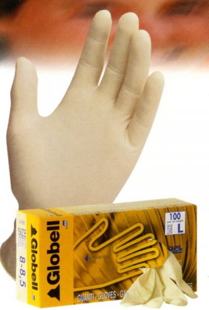 Guanto monouso in lattice di gomma naturale globell tg.m (7-7.5)