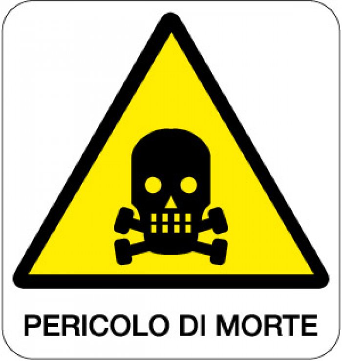 CARTELLO IN ALLUMINIO FORMATO MM 330X350 PERICOLO DI MORTE (102B)