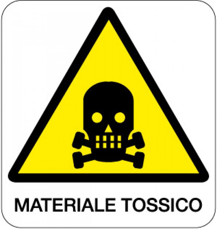 CARTELLO IN ALLUMINIO FORMATO MM 330X350 MATERIALE TOSSICO (103B)