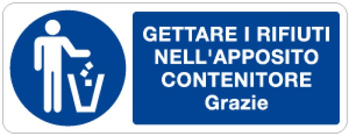 GETTARE I RIFIUTI NELL' APPOSITO CONTENITORE GRAZIE RETTANGOLARE (1032)
