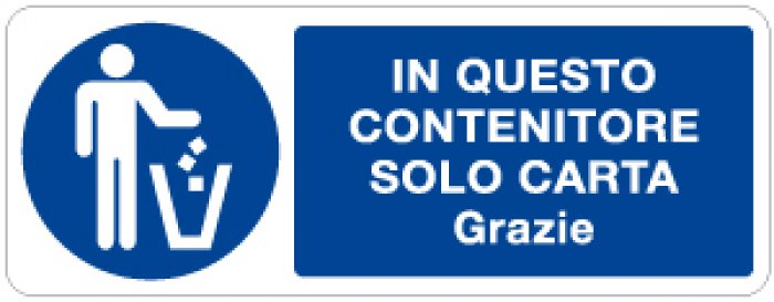 IN QUESTO CONTENITORE SOLO CARTA GRAZIE RETTANGOLARE (1033)