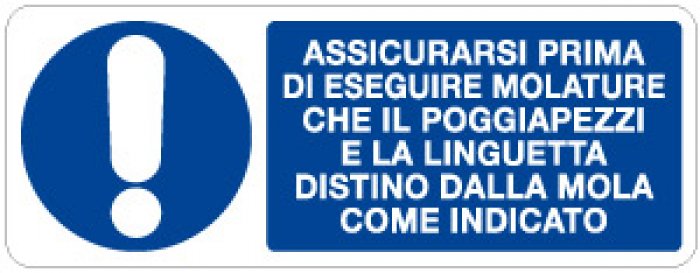 ASSICURARSI PRIMA DI ESEGUIRE MOLATURE CHE IL POGGIAPEZZI E LA LINGUETTA DISTINO DALLA MOLA COME INDICATO RETTANGOLARE (1059)