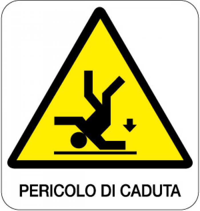 CARTELLO IN ALLUMINIO FORMATO MM 330X350 PERICOLO DI CADUTA (108B)