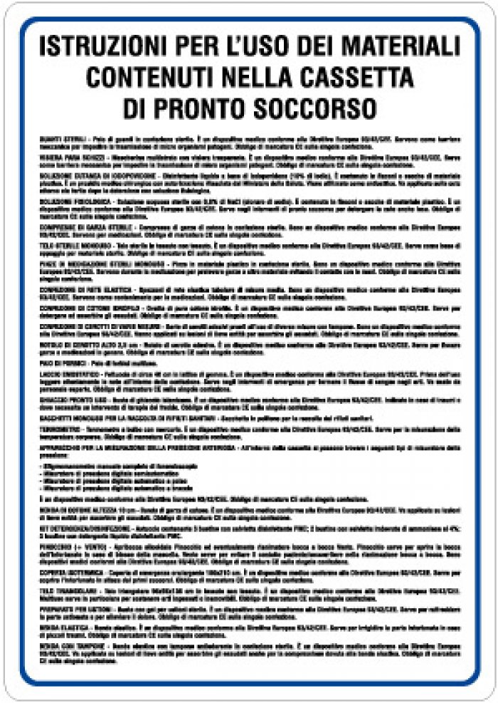 CARTELLO IN ALLUMINIO FORMATO MM 330X470 ISTR.USO MATER.IN CASSETTA P.S (1108B)