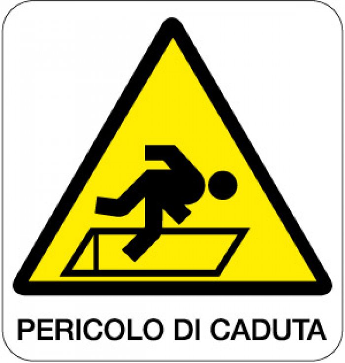 CARTELLO IN ALLUMINIO FORMATO MM 330X350 PERICOLO DI CADUTA (111B)