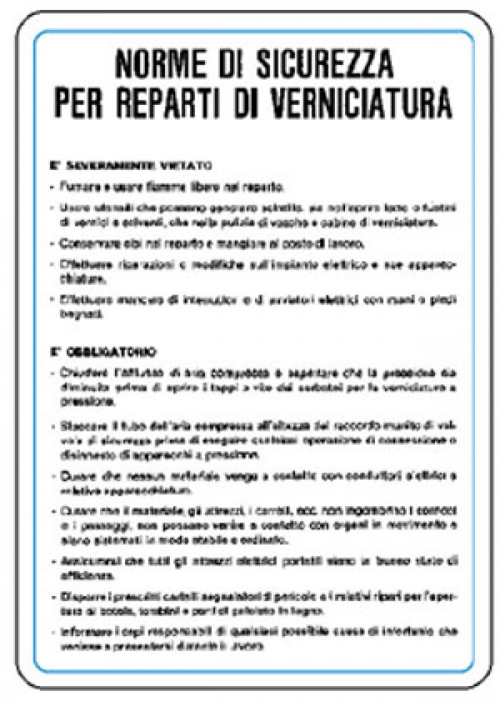 CARTELLO IN ALLUMINIO FORMATO MM 330X470 NORMA REPARTI VERNICIATURA (1156B)