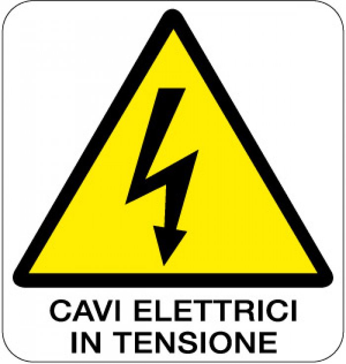 CARTELLO IN ALLUMINIO FORMATO MM 330X350 CAVI ELETTRICI IN TENSIONE (124B)