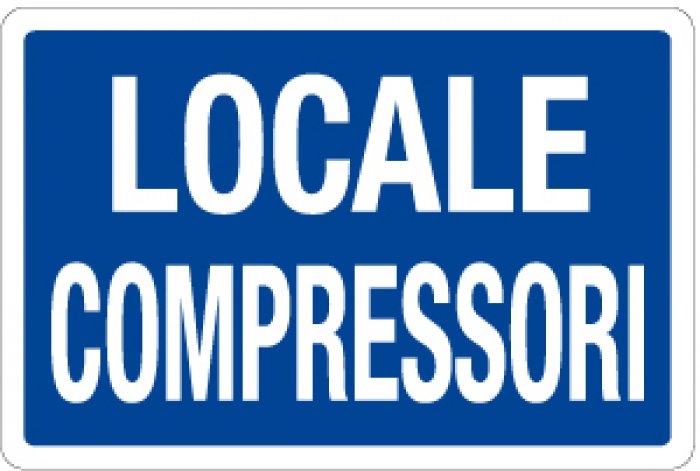 CARTELLO IN ALLUMINIO FORMATO MM 230X230 LOCALE COMPRESSORI (1297B)
