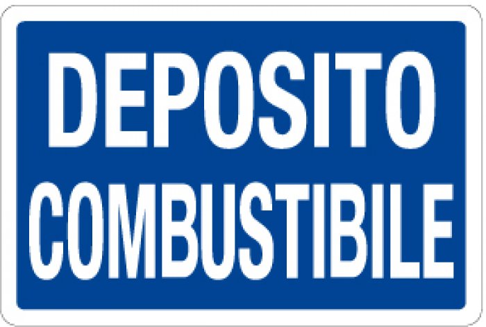 CARTELLO IN ALLUMINIO FORMATO MM 230X230 DEPOSITO COMBUSTIBILE (1299A)