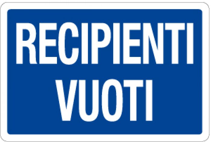 CARTELLO IN ALLUMINIO FORMATO MM 230X230 RECIPIENTI VUOTI (1306B)