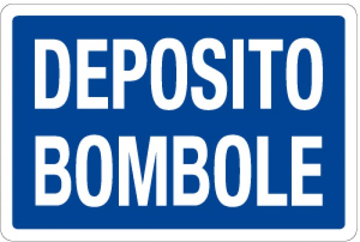 CARTELLO IN ALLUMINIO FORMATO MM 230X230 DEPOSITO BOMBOLE (1308B)