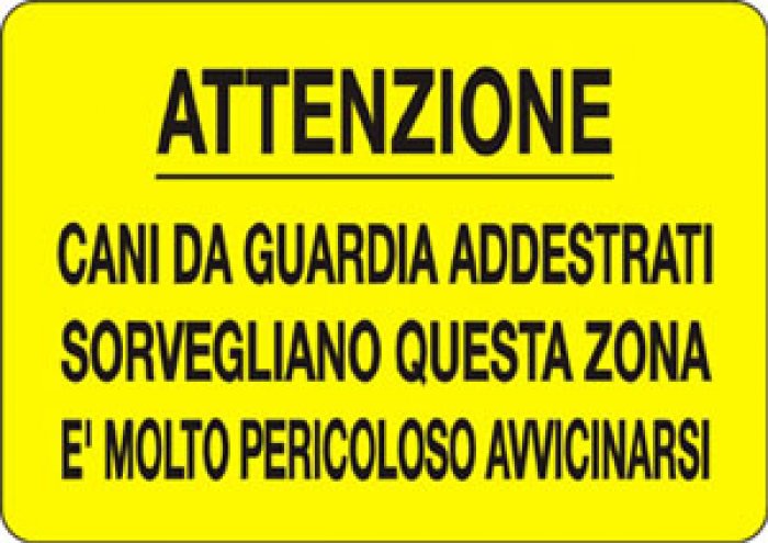CARTELLO IN ALLUMINIO FORMATO MM 300X200 CANI DA GUARDIA ADDESTRATI (1362B)