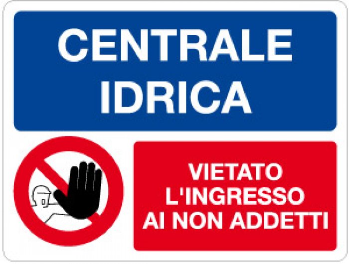 CARTELLO IN ALLUMINIO FORMATO MM 330X250 CENTRALE IDRICA VIETATO ACC (1374A)