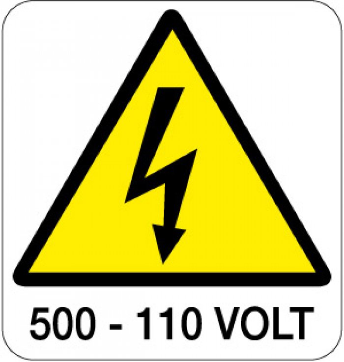 CARTELLO IN ALLUMINIO FORMATO MM 330X350 500-110 VOLT (138B)