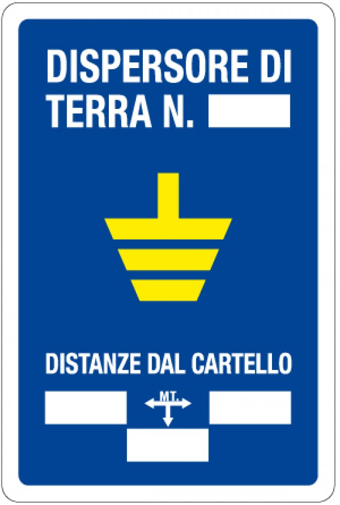 CARTELLO IN ALLUMINIO FORMATO MM 200X300 DISPERSORE DI TERRA N... (1381B)