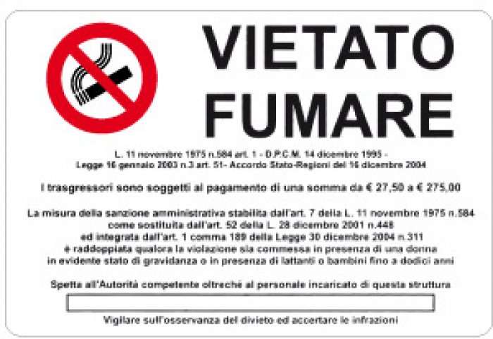 VIETATO FUMARE CON NORMATIVA ORIZZONTALE RETTANGOLARE (1401)