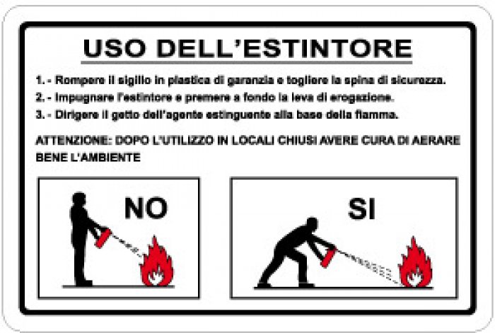 CARTELLO IN ALLUMINIO FORMATO MM 300X200 USO ESTINTORE (1431A)