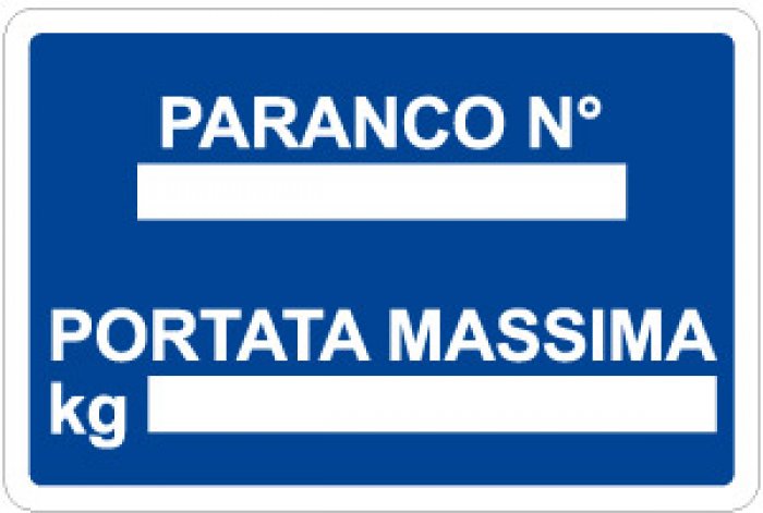 CARTELLO IN ALLUMINIO FORMATO MM 300X200 PARANCO PORTATA MASSIMA (1454A)