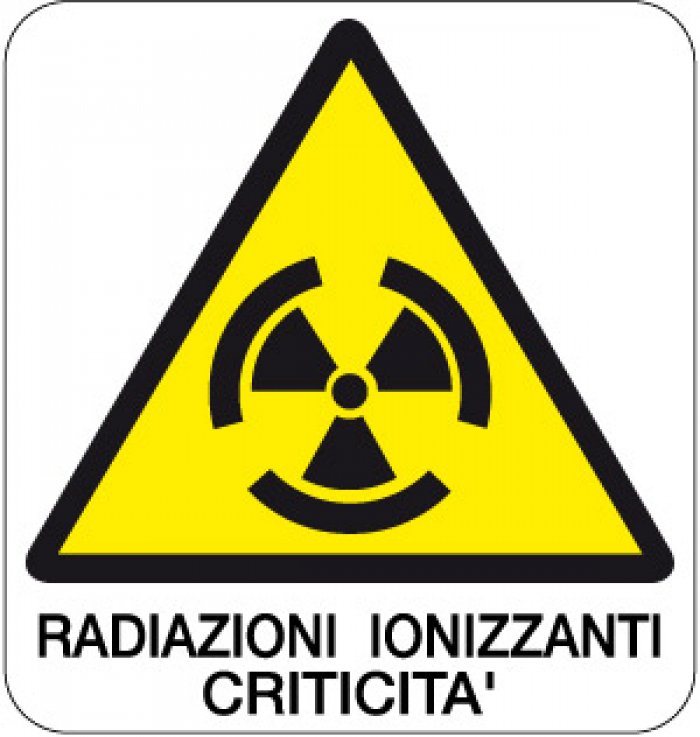 CARTELLO IN ALLUMINIO FORMATO MM 330X350 RADIAZIONI IONIZZANTI CRITICITA' (147B)
