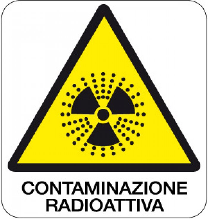 CARTELLO IN ALLUMINIO FORMATO MM 330X350 CONTAMINAZIONE RADIOATTIVA (150B)