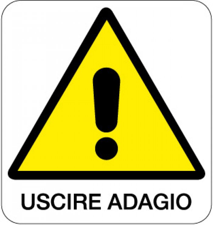 CARTELLO IN ALLUMINIO FORMATO MM 330X350 USCIRE ADAGIO (161B)