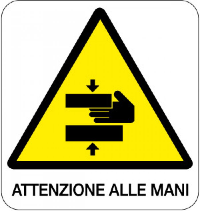 CARTELLO IN ALLUMINIO FORMATO MM 330X350 ATTENZIONE ALLE MANI (166B)