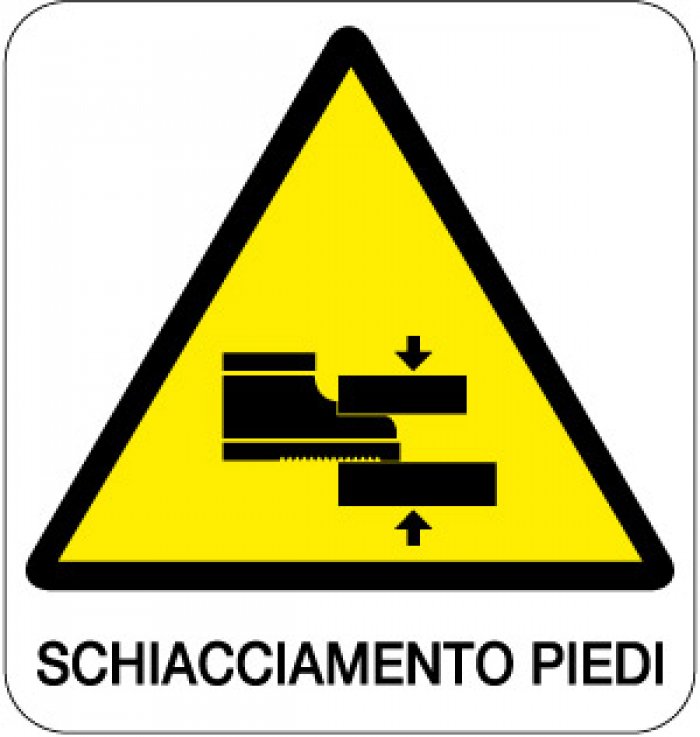 CARTELLO IN ALLUMINIO FORMATO MM 330X350 SCHIACCIAMENTO PIEDI (168B)