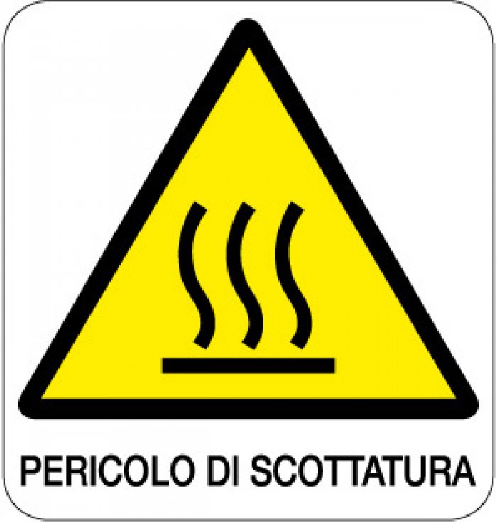 CARTELLO IN ALLUMINIO FORMATO MM 330X350 PERICOLO DI SCOTTATURA (169B)