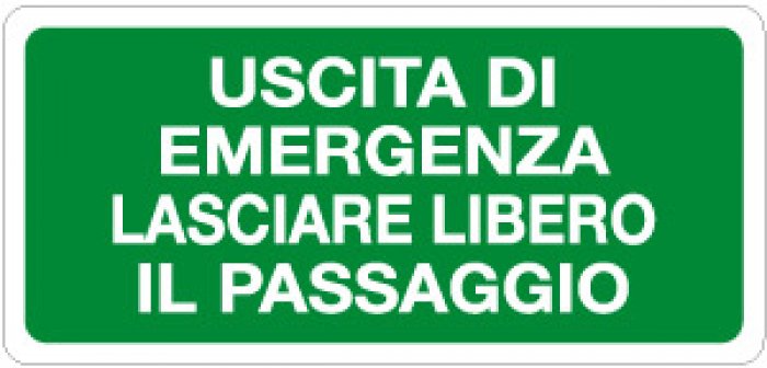 USCITA EMERGENZA LASCIARE LIBERO IL PASSAGGIO RETTANGOLARE  (1816)