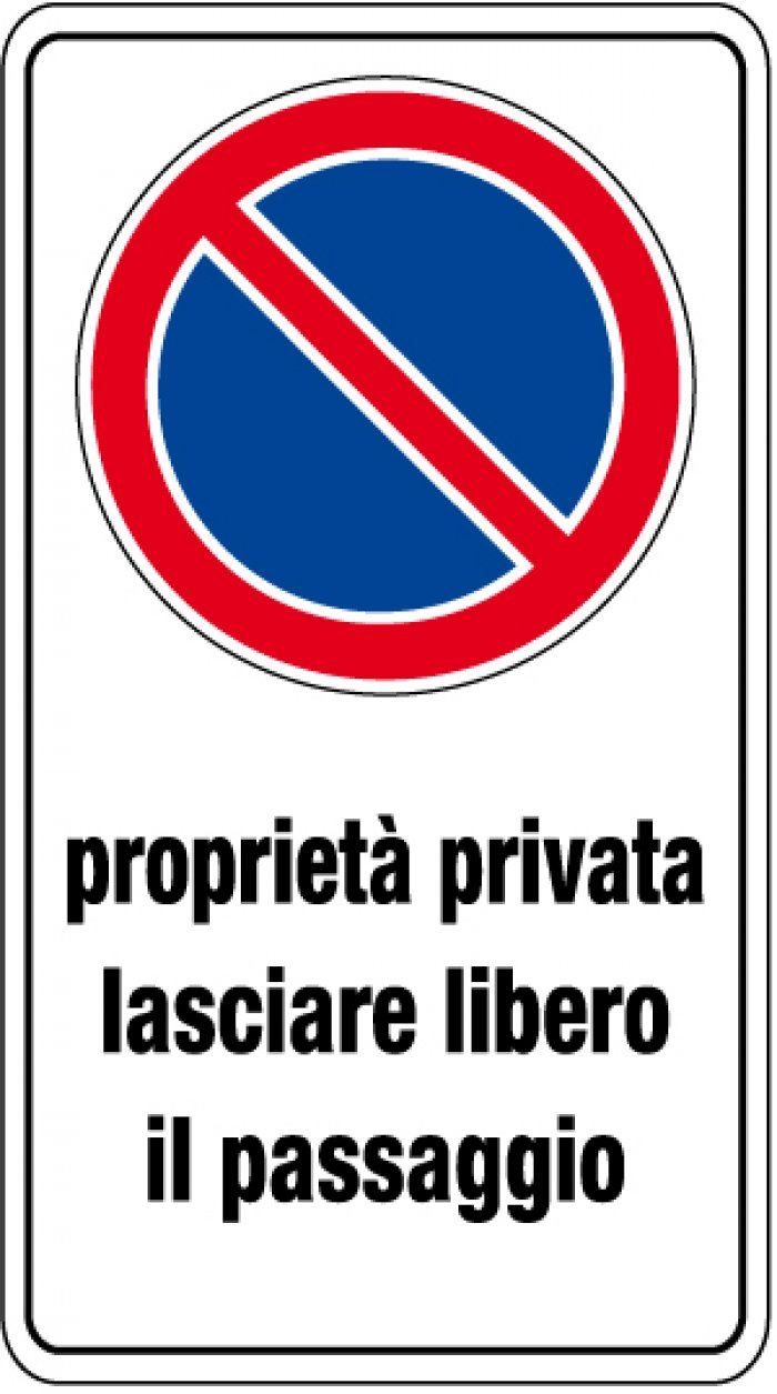 CARTELLO IN ALLUMINIO FORMATO MM 250X450 PR PRIVIETATO LASCIARE LIBERO PASS (1906A)