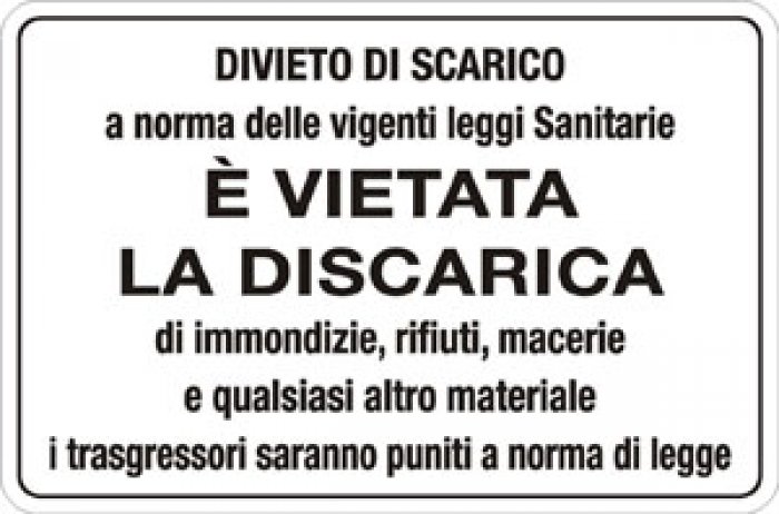 DIVIETO DI SCARICO A NORMA DELLE VIGENTI LEGGI SANITARIE E' VIETATA LA DISCARICA (1937)