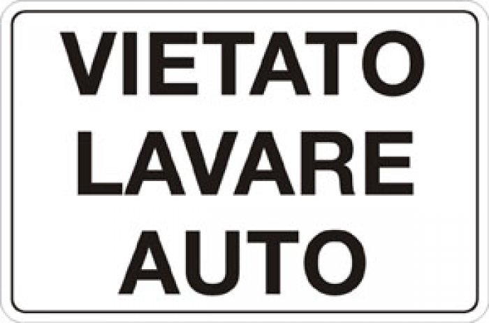 CARTELLO IN ALLUMINIO FORMATO MM 600X400 VIETATO LAVARE AUTO (1941C)