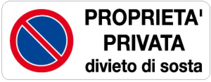 CARTELLO IN ALLUMINIO FORMATO MM 300X80 PROPRIETA' PRIVIETATO DIVIETO SOSTA (1944)